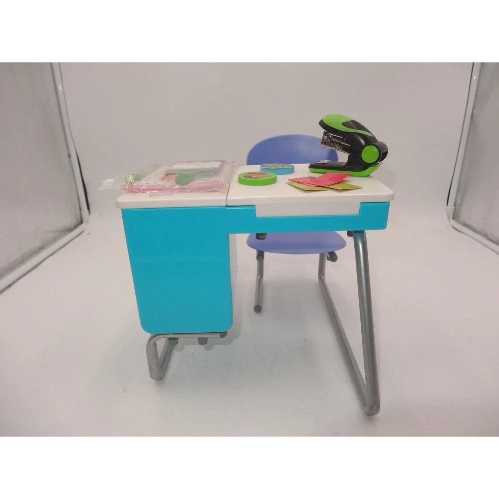 American Girl Doll Flip-Top School Desk Truly Me With Accessories Teal Purple